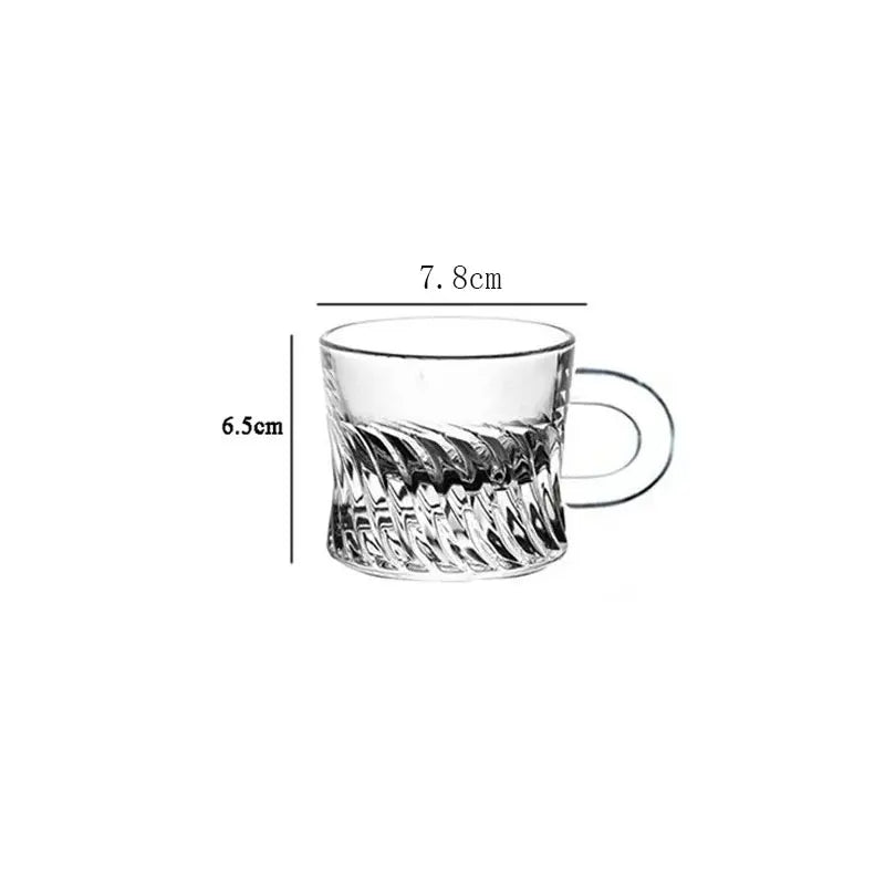 Coffee Cup Glass Cup Striped Water Cup Living Room Drinking Cup Transparent Tea Cup with Handle Simple Thick-botted Glass Cup