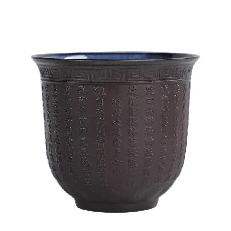 150ML Purple sand kiln change ceramic tea cup Creative personal cup Chinese retro heart Sutra master tea cup single MUGS