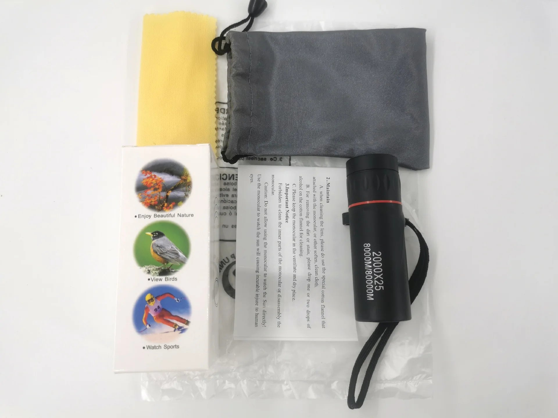 New 2000x25 HD Monocular Telescope Mini Portable Mobile Phone Telescope with Holder Camping Hunting Birdwatching Telescope