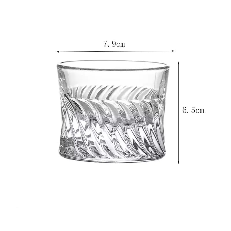 Coffee Cup Glass Cup Striped Water Cup Living Room Drinking Cup Transparent Tea Cup with Handle Simple Thick-botted Glass Cup